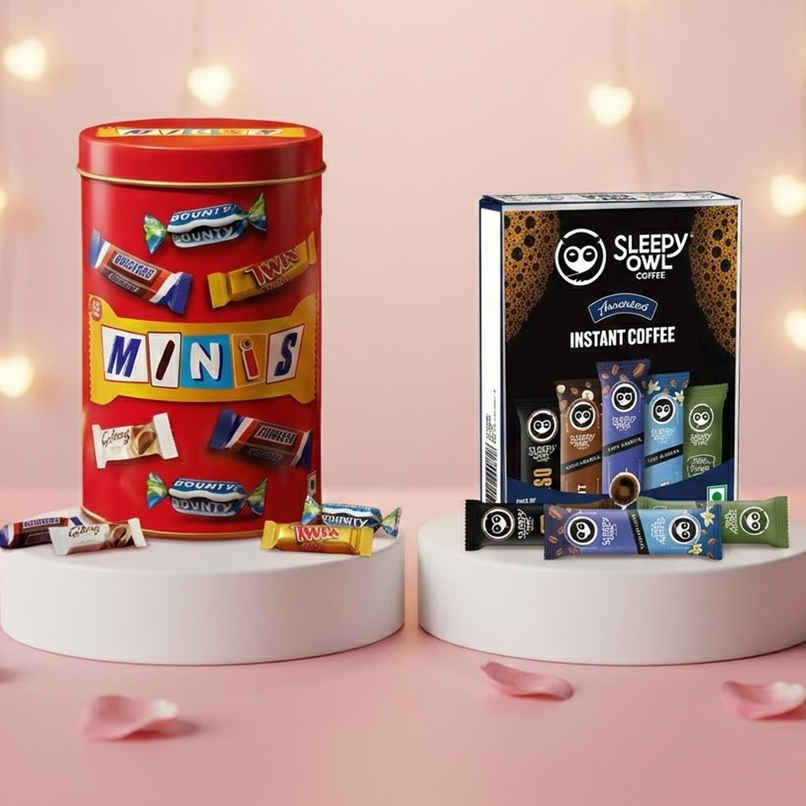 Twix Crunchy Cookie Rich Milk Chocolate Bar With Goodness Of Wafer (50g) & Sleepy Owl Assorted Premium Instant Coffee Sachets (10pcs) Combo 