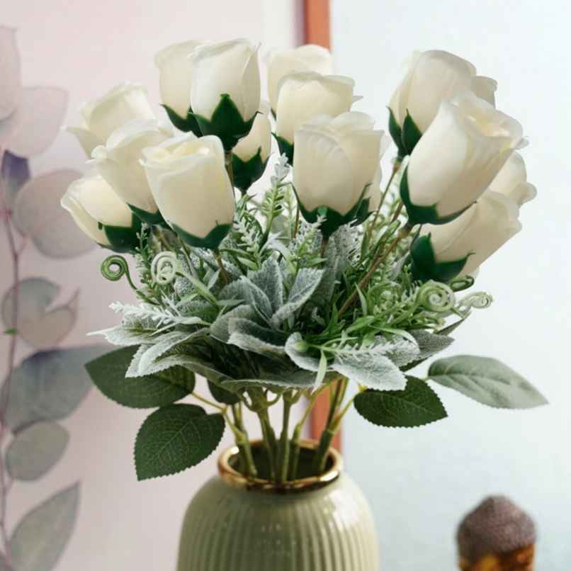 Art Street Artificial White Rose Flower Bunch | Bouquet Home Decoration Art Street Artificial White Rose Flower Bunch | Bouquet Home Decoration