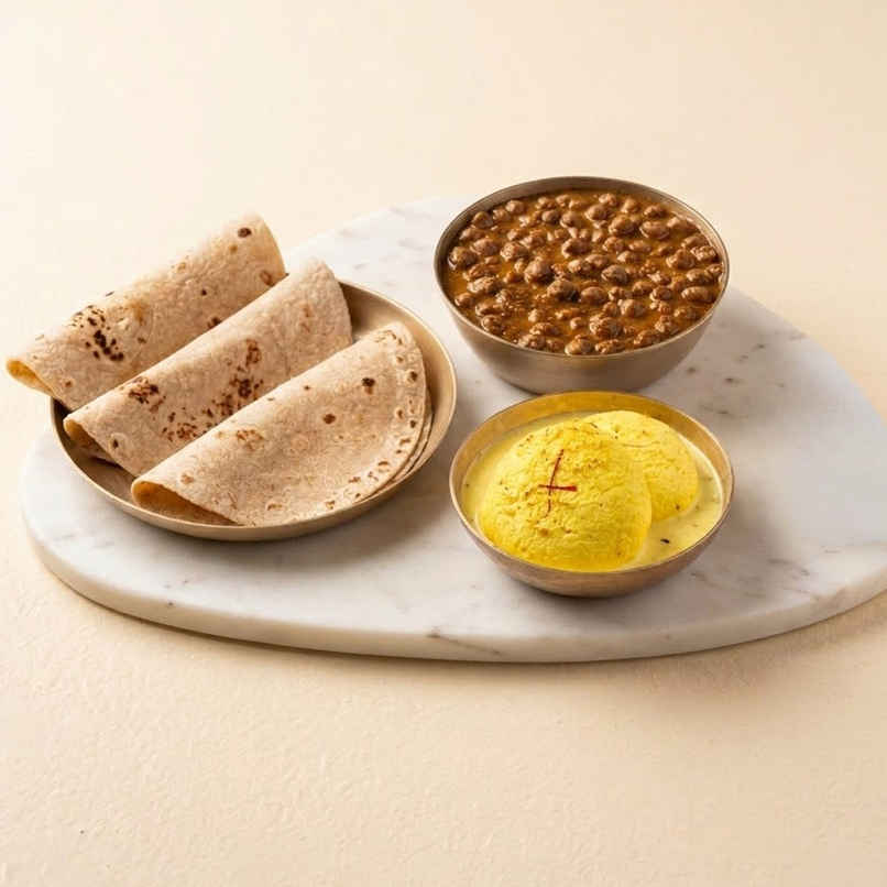 Chole & Chapati + Kesari Rasmalai