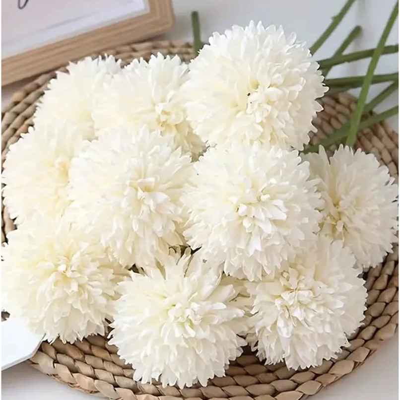 Tied Ribbons Set Of 6 Artificial Ball Flowers Bunches Without Vase Tied Ribbons Set Of 6 Artificial Ball Flowers Bunches Without Vase