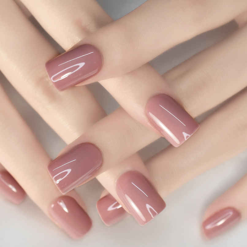Pep Nails Back To Basics Medium Square Mauve Solid Reusable Press On Nails 24 Nail Tips