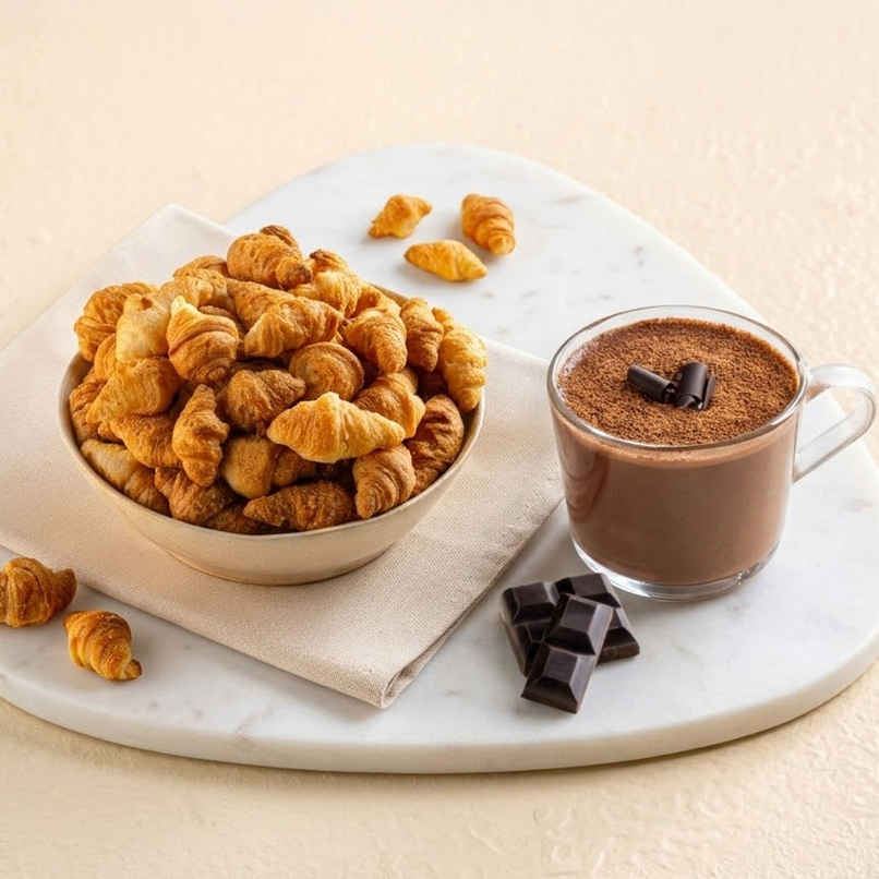 Mini Butter Croissants + Hot Chocolate