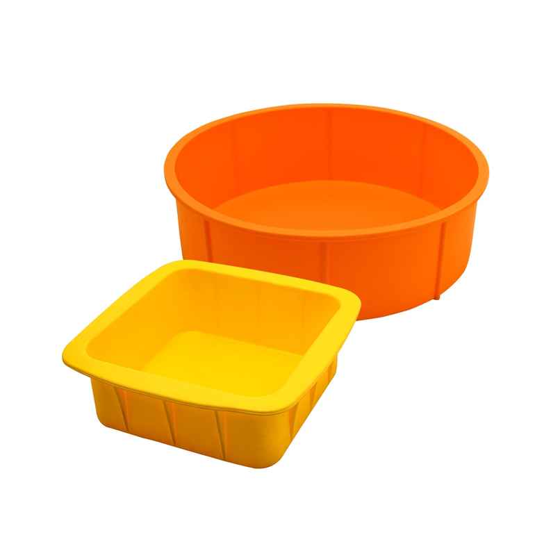 Spine Silicone Square & Round Cake Mould Combo Set of 2pc | Square 6 & Round 8 Inch Red