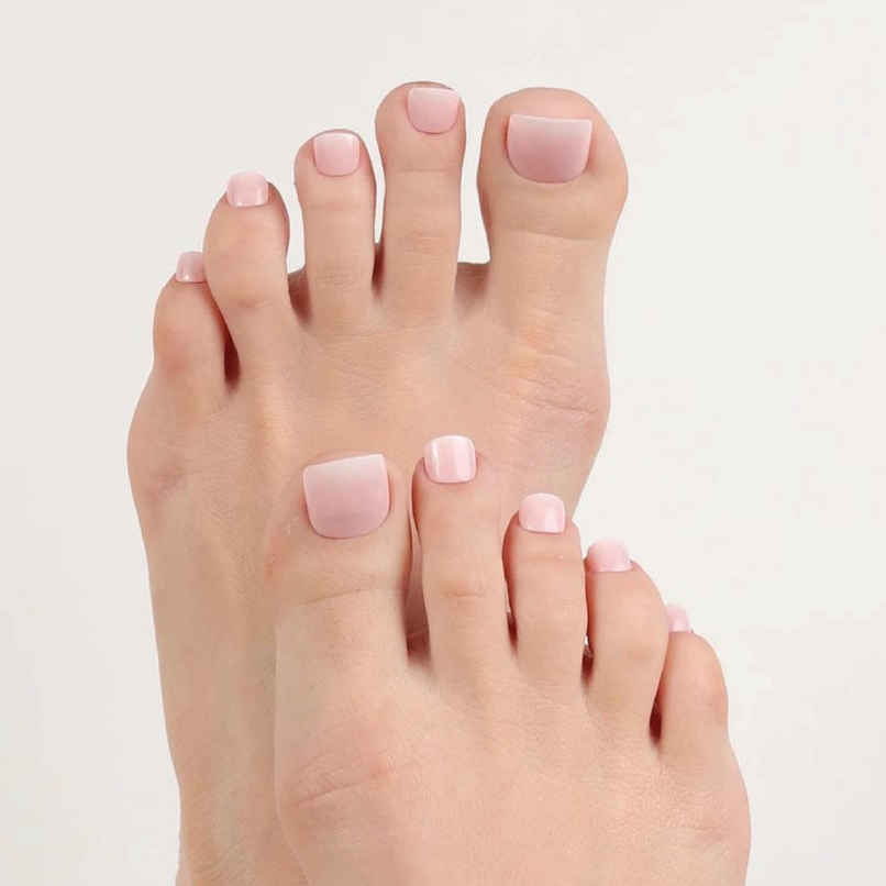 Pep Nails | Minimal | Toe Nails | Short Square Nude | Glossy Ombre Press On Nails | 24 Tips