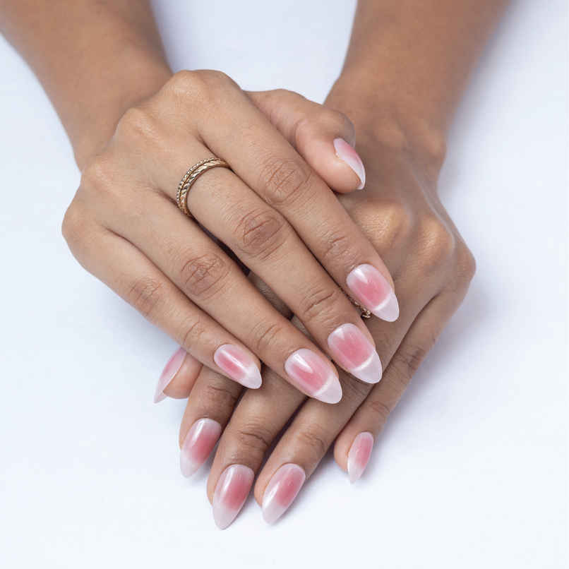 Pep Nails Berry Medium Almond Pink Cat Eye Reusable Press On Nails 30 Nail Tips