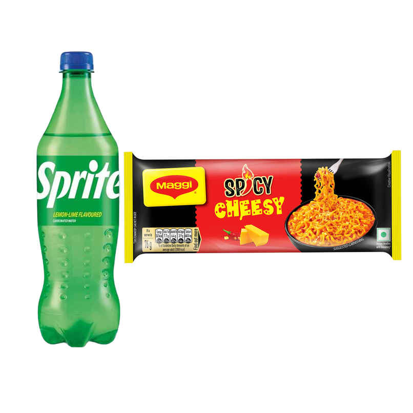 Sprite Lemon And Lime Soft Drink (750ml) & Maggi Spicy Cheesy Instant Noodles (304g) Combo