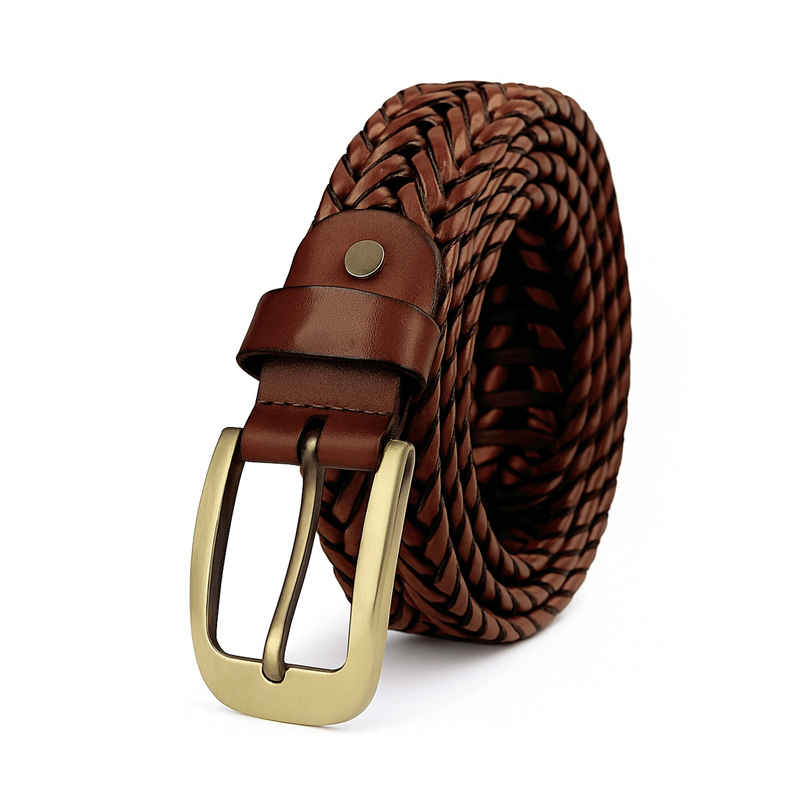 Slovic Braided Leather Adjustable Belts for Men with Premium Woven Design Multi Holes Tan Slovic Braided Leather Adjustable Belts for Men with Premium Woven Design Multi Holes Tan