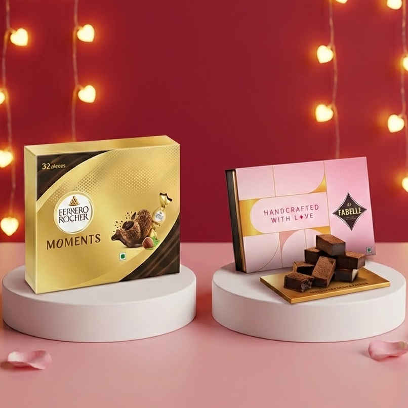 Ferrero Rocher Moments Chocolate Pack (185.6g) & Fabelle Ganache Creamy Milk- 20 Smooth Handcrafted Chocolate Cubes (124g) Combo Ferrero Rocher Moments Chocolate Pack (185.6g) & Fabelle Ganache Creamy Milk- 20 Smooth Handcrafted Chocolate Cubes (124g) Combo