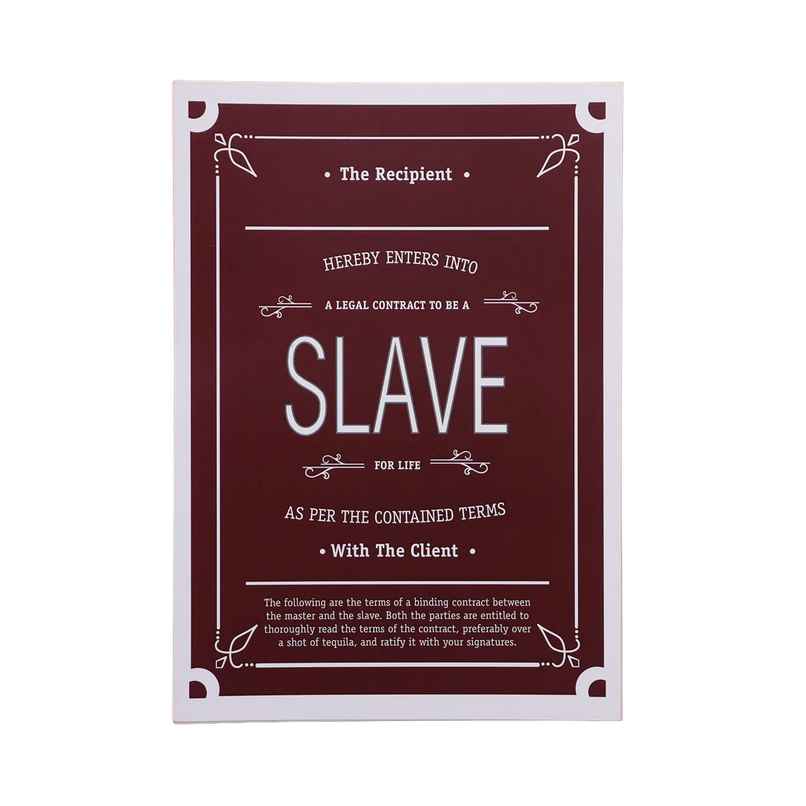 Naughty Slave Contract Gift for Husband / Wife / Boyfriend / Girlfriend | Oye Happy