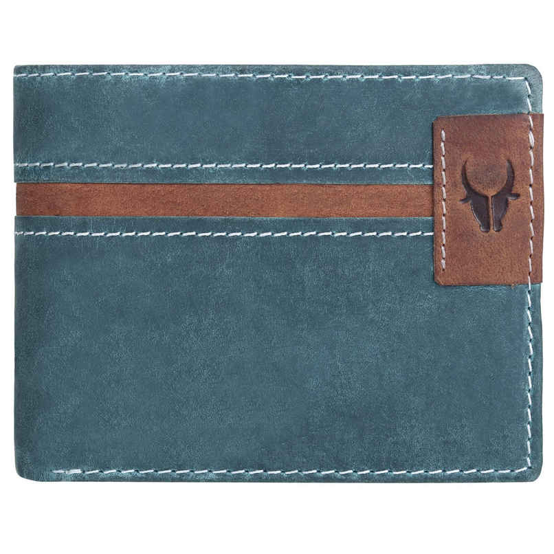 Wildhorn Men's Genuine Leather Bi-Fold Wallet | Blue - Free Size