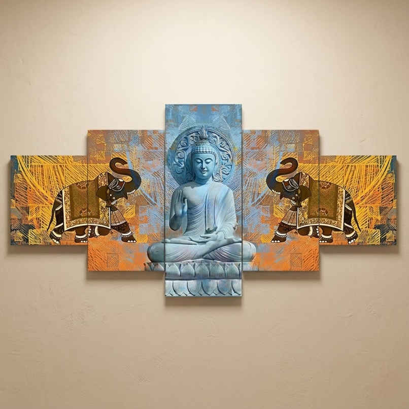 Perpetual Buddha Wall Painting for Living Room | 3D Scenery | 75 x 43 cm | with Frames