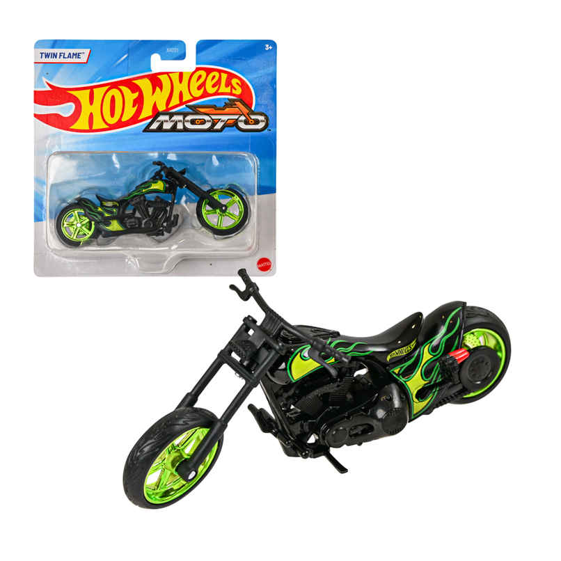 Hot Wheels 1:18 Moto 1 MOTO TWIN FLAME Toy Motorcycle for Collectors and Kids