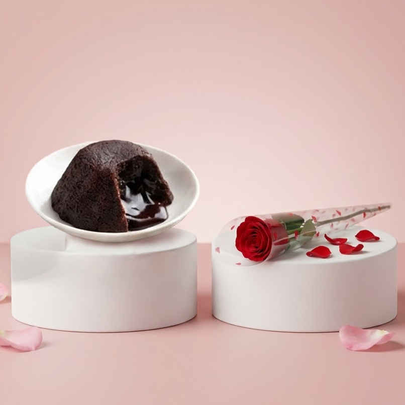 Choco Lava Cake + Single Stem Rose