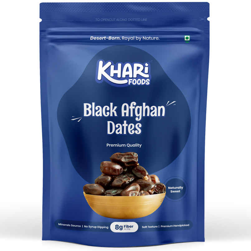 Khari Foods Black Afghan Dates | Instant Energy Khajur, Dry Fruit Khajoor