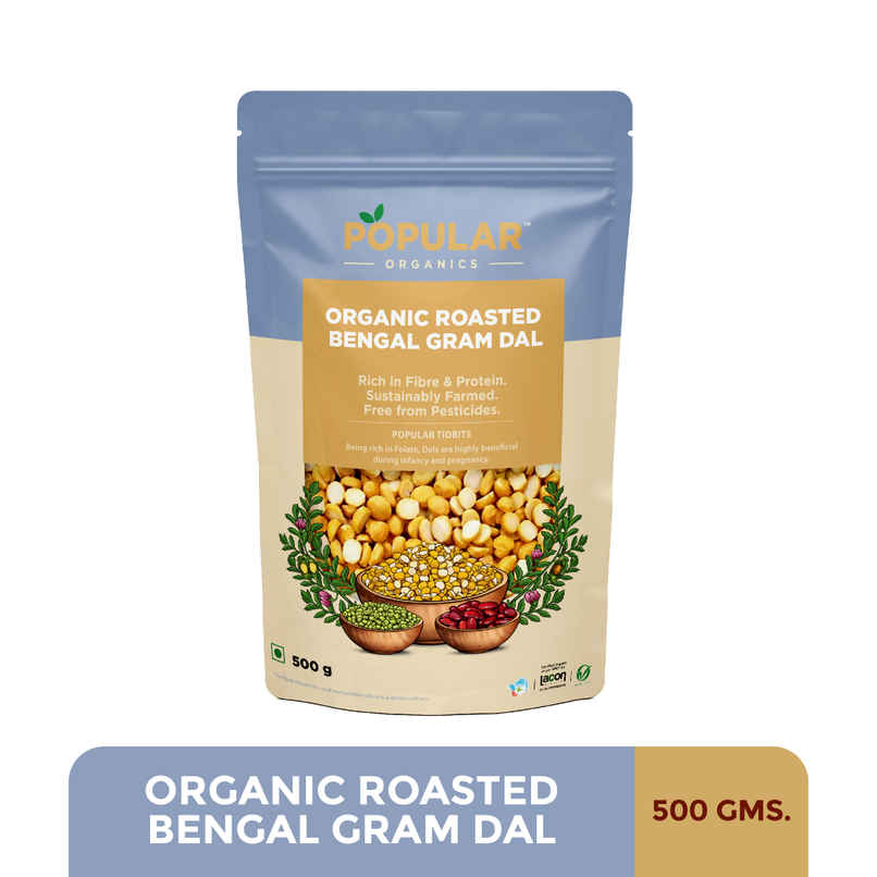 Popular Organics Fried Gram Split - Roasted Bengal Gram Dal