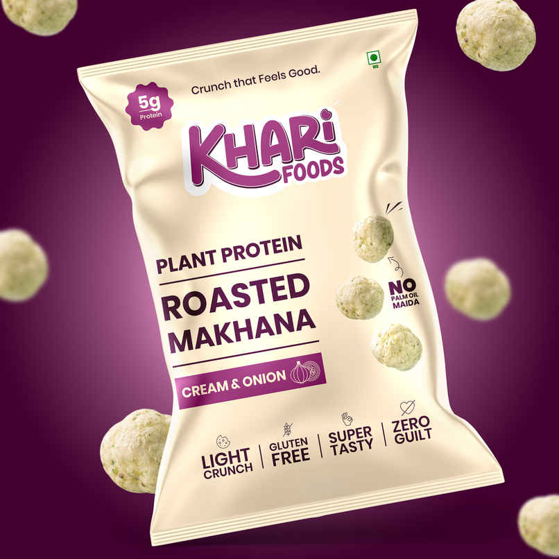 Khari Foods Roasted Cream Onion Makhana | Protein Rich Healthy Dry Fruit Snacks