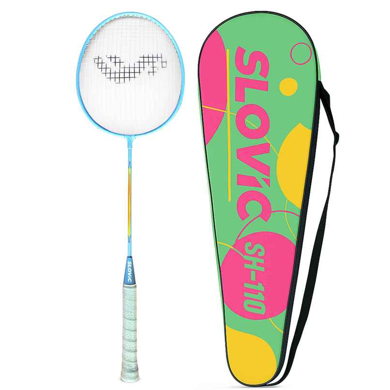 Slovic Lightweight Iron White Badminton Racquet with Cover | For Beginners & Regular Play