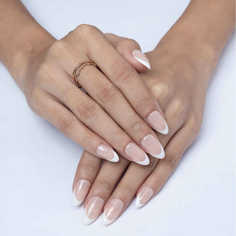 Pep Nails Buttercream Medium Almond French Tips Nude Reusable Press On Nails 30 Nail Tips