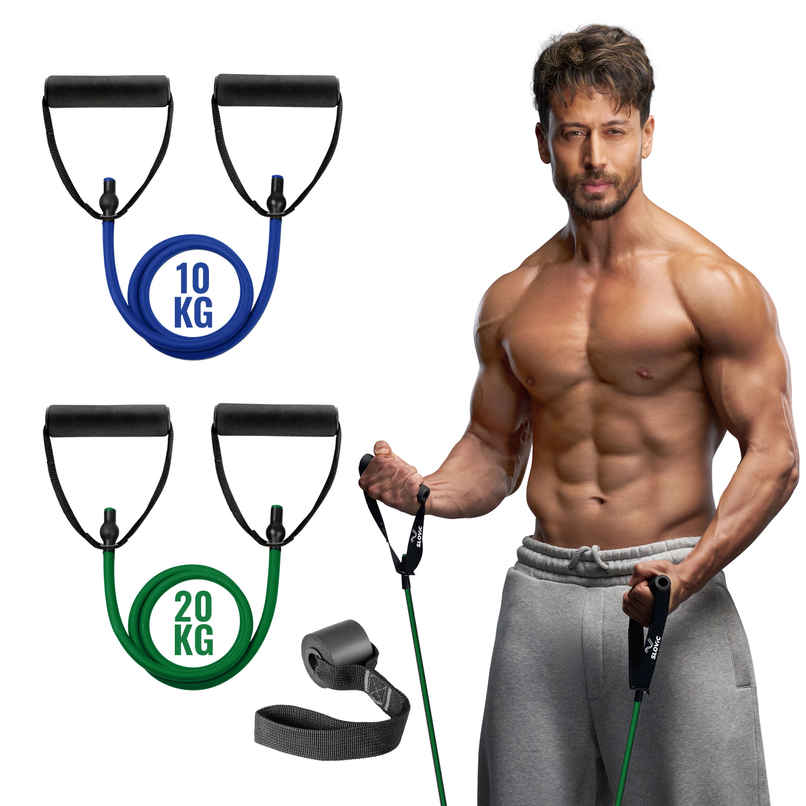Slovic 30 kg - Green 20 kg + Blue 10kg Tube Resistance Band for Full Body Workout & Exercise