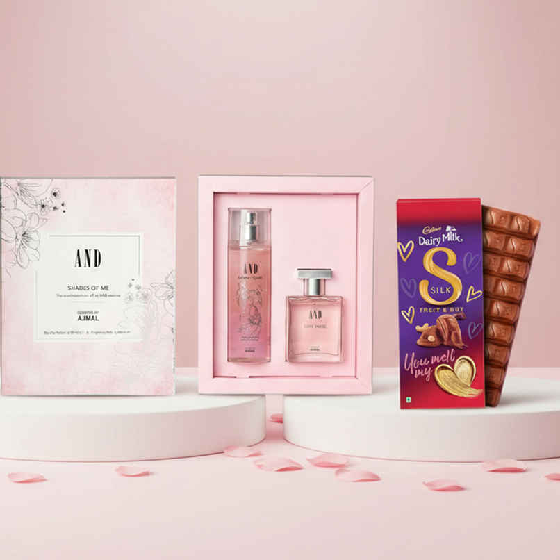 And By Ajmal Love Muse Eau De Perfume & Dainty Glam Body Mist For Women  (250ml) & Cadbury Dairy Milk Silk Fruit And Nut Chocolate Bar (129g) Combo