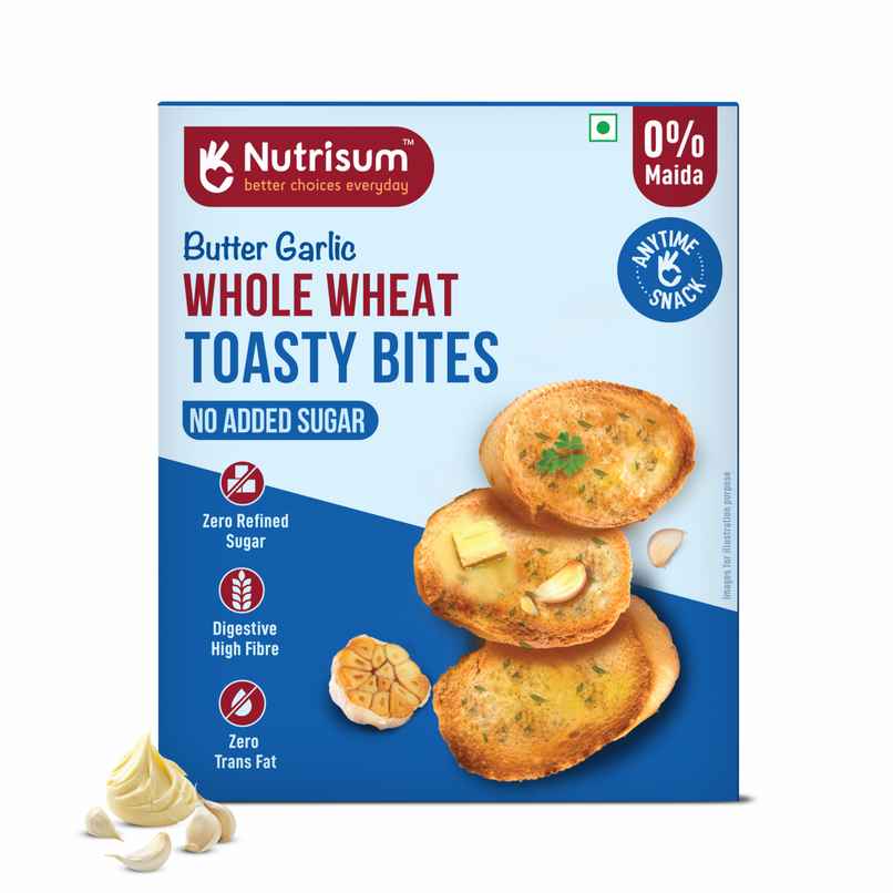 Nutrisum Whole Wheat Toasty Bites - Butter Garlic Nutrisum Whole Wheat Toasty Bites - Butter Garlic
