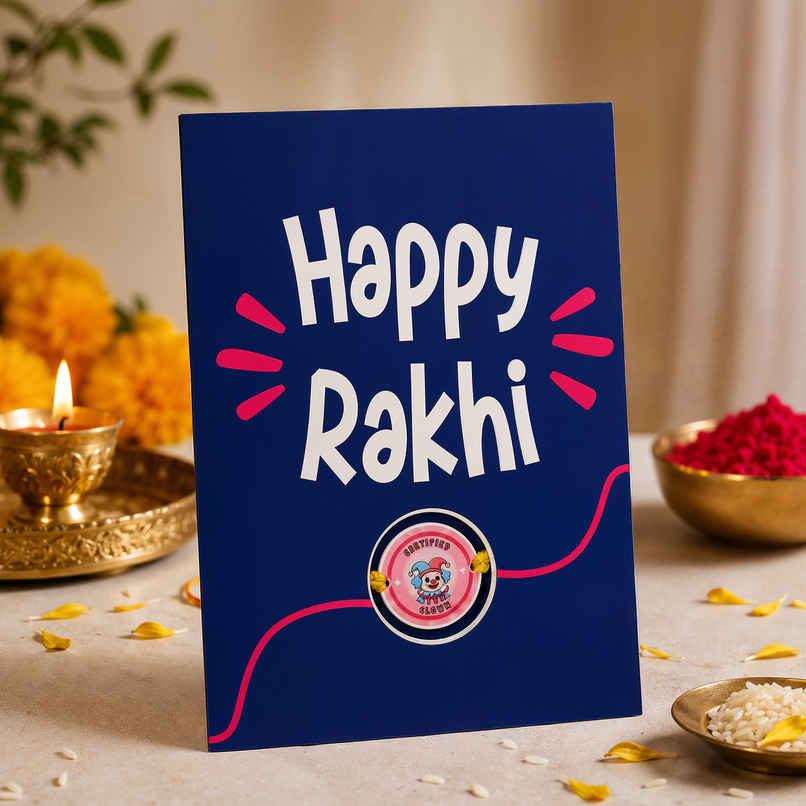 Clown Bhai Rakhi in a Cute Greeting Card | Oye Happy