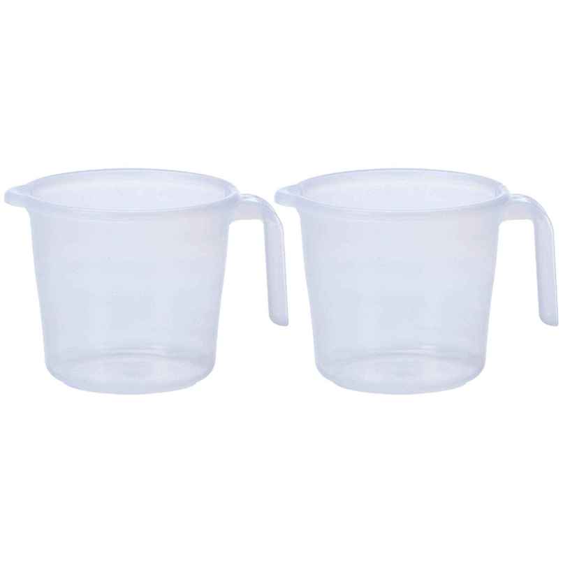 Kuber Industries Pack of 2 Virgin Plastic Bath Mug | Transparent & Unbreakable | 1100 ml | White Kuber Industries Pack of 2 Virgin Plastic Bath Mug | Transparent & Unbreakable | 1100 ml | White