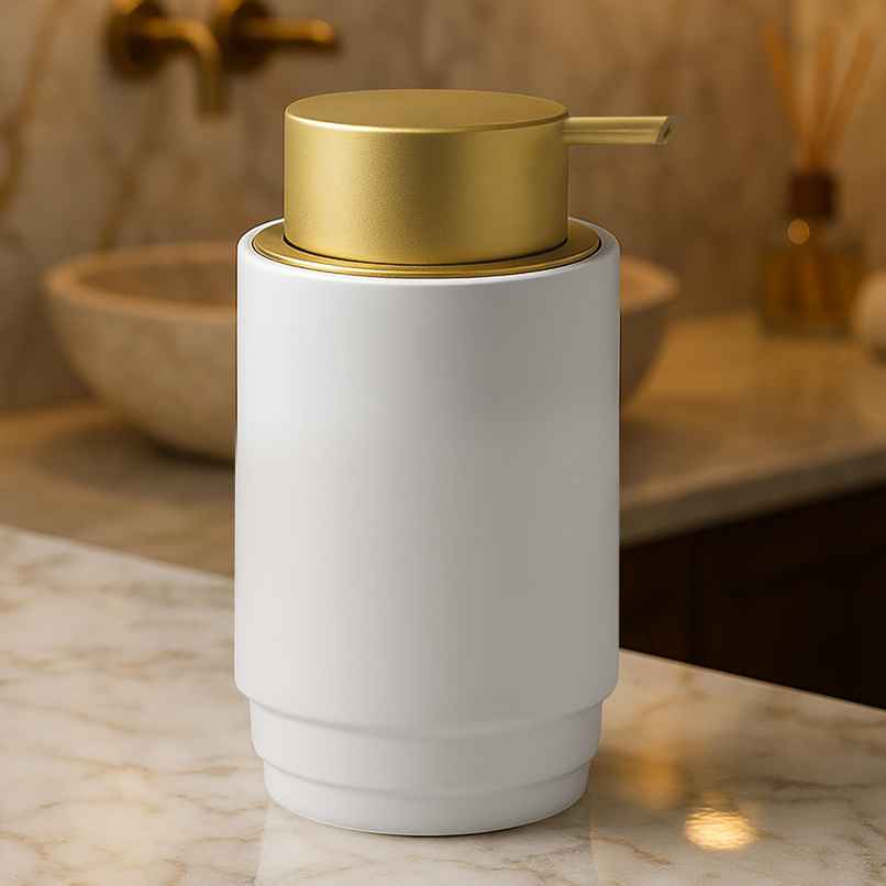 Plntex Liquid Soap Dispenser | Ceramic | Off-White-Gold