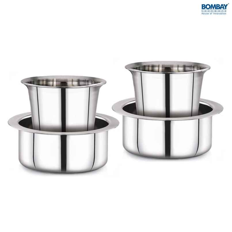 Bombay Kookware Stainless Steel Coffee Cup Dabara & Tumbler For Filter Coffee/Tea (Set Of 2)