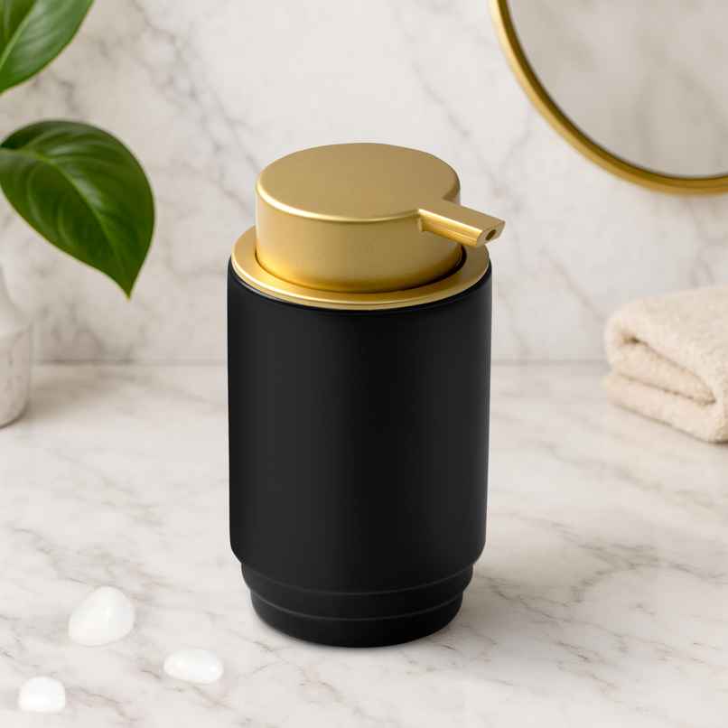 Plntex Liquid Soap Dispenser | Ceramic | Black-Gold Plntex Liquid Soap Dispenser | Ceramic | Black-Gold