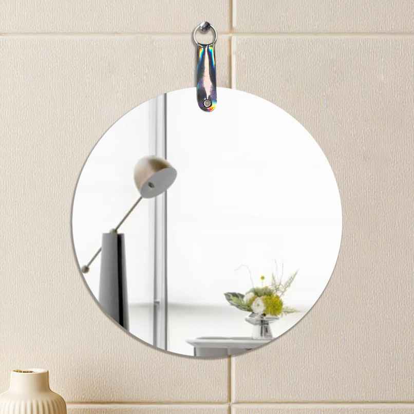 Art Street Frameless Round Glass Wall Mirror | Self Adhesive Bathroom Bedroom Mirror Art Street Frameless Round Glass Wall Mirror | Self Adhesive Bathroom Bedroom Mirror
