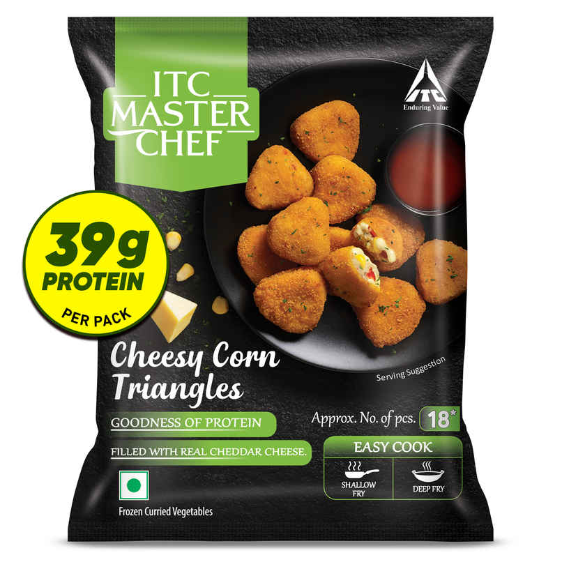 ITC Master Chef Cheesy Corn Triangle Nugget | Goodness of Protein With Cheddar Cheese | 18 pcs