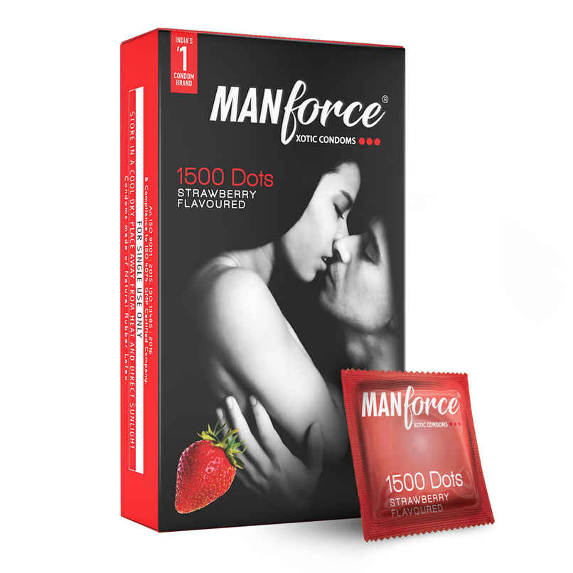 Manforce Xotic Extra Dotted Strawberry Flavoured Condoms Manforce Xotic Extra Dotted Strawberry Flavoured Condoms