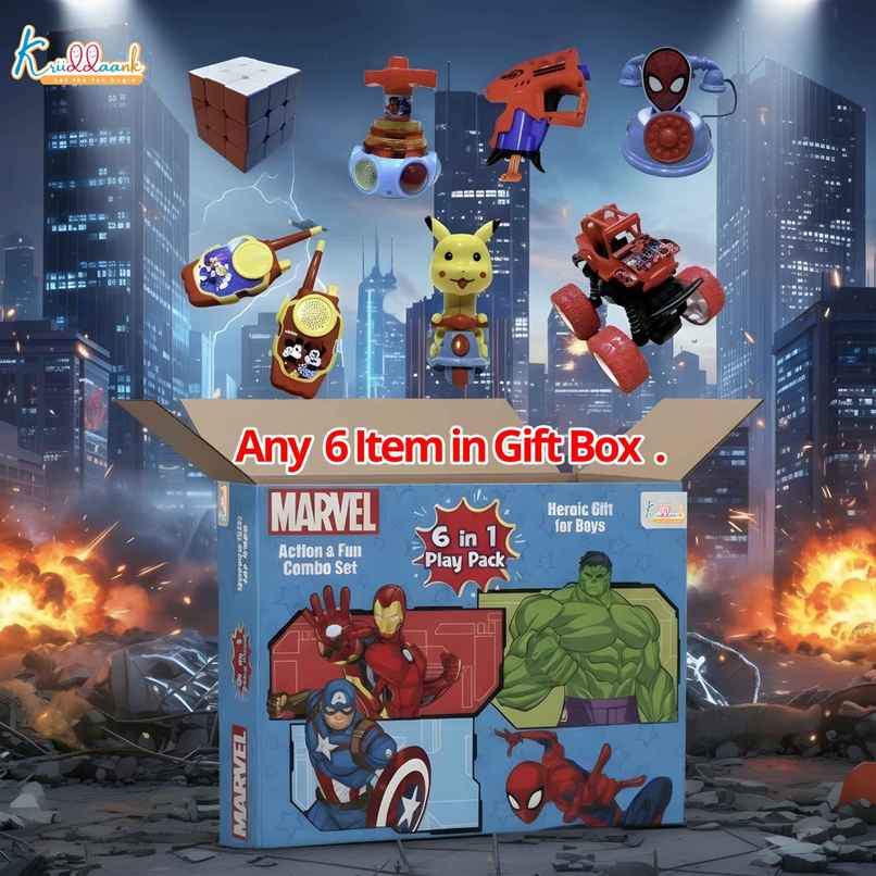 Kriiddaank Marvel 6 In 1 Gift Pack for Boys Assorted Play Set Birthday Return Combo for 3 Years Kriiddaank Marvel 6 In 1 Gift Pack for Boys Assorted Play Set Birthday Return Combo for 3 Years