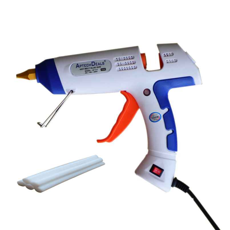 Aptechdeals 100W Industrial Glue Gun With 5 Milky Super Strong Glue Sticks (100W)