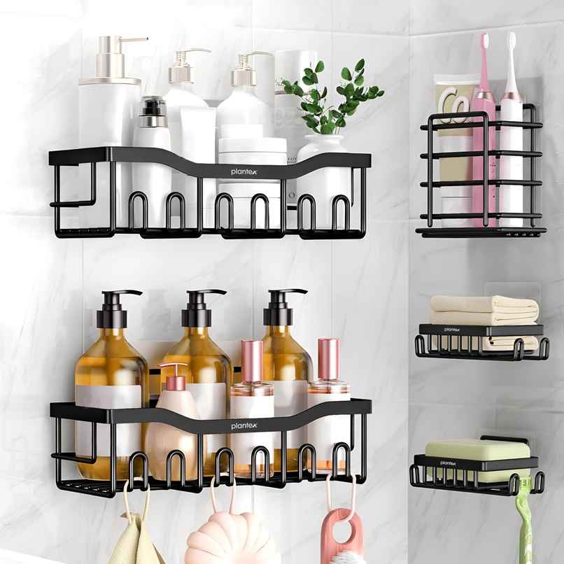 Plantex Bathroom Shelf/Rack, Single Soap Dish, Tumbler Holder | GI Steel Black | 12 x 5 inch Plantex Bathroom Shelf/Rack, Single Soap Dish, Tumbler Holder | GI Steel Black | 12 x 5 inch