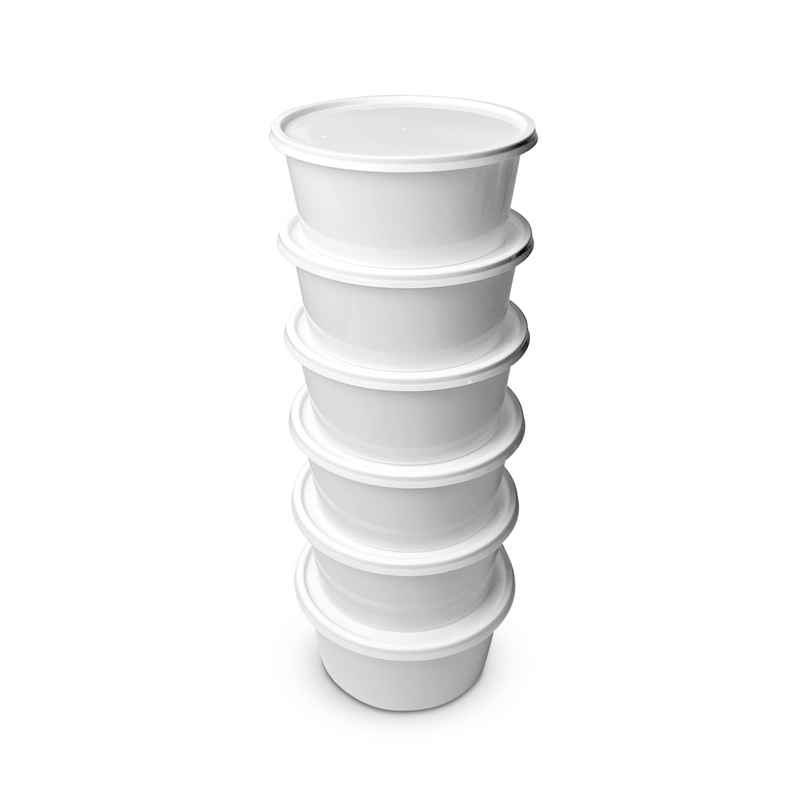 CREW4 Seal Reusable Plastic Containers with Lids for Food Storage | White - 500 ml CREW4 Seal Reusable Plastic Containers with Lids for Food Storage | White - 500 ml