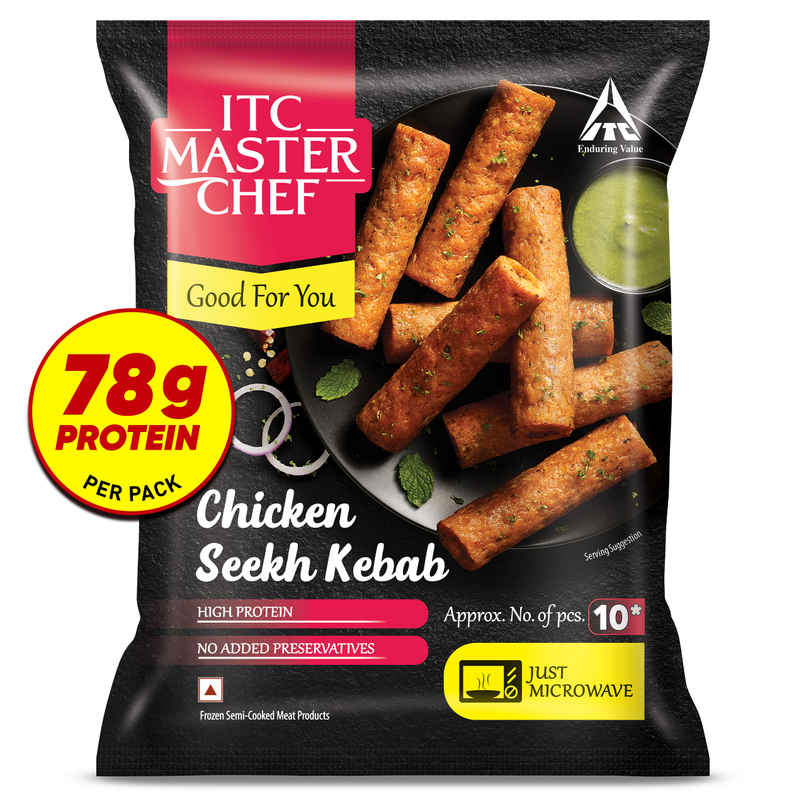 ITC Master Chef Chicken Seekh Kebab | High in Protein | No Added preservatives | Microwave Friendly