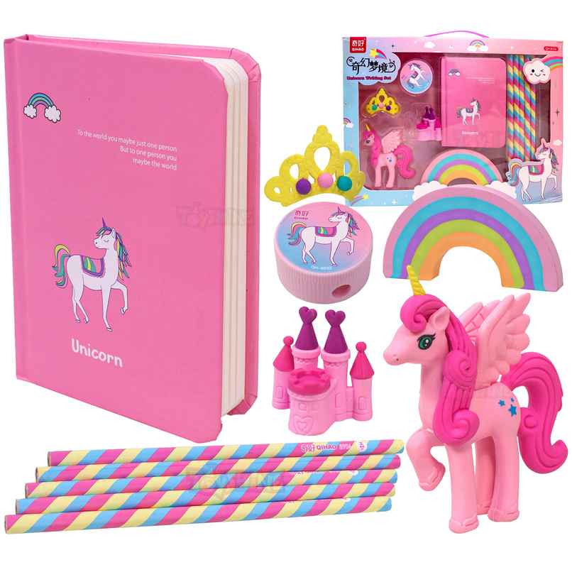Toyshine Unicorn Stationery Set - Erasers, Pencils, Diary
