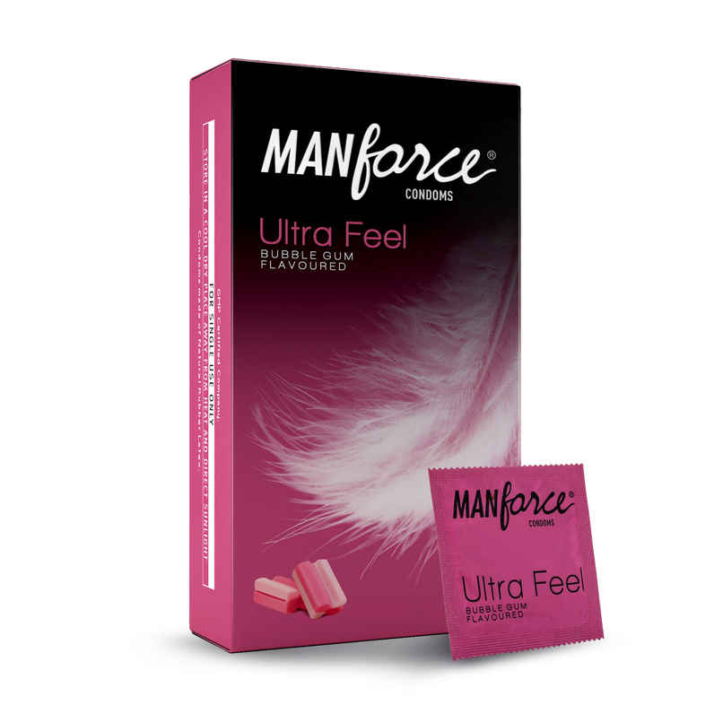 Manforce Ultra Feel Super Thin Bubble Gum Flavoured Condom With Thickness Of 0.05mm Manforce Ultra Feel Super Thin Bubble Gum Flavoured Condom With Thickness Of 0.05mm