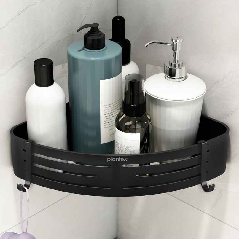 Plantex Bathroom Rack/Shelf | Black | Aluminium | 9x9 inch Plantex Bathroom Rack/Shelf | Black | Aluminium | 9x9 inch