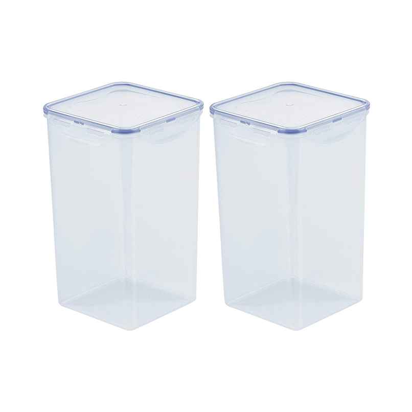 LocknLock HPL822R Classics Square Plastic Airtight Food Storage Containers | Transparent - 4 L