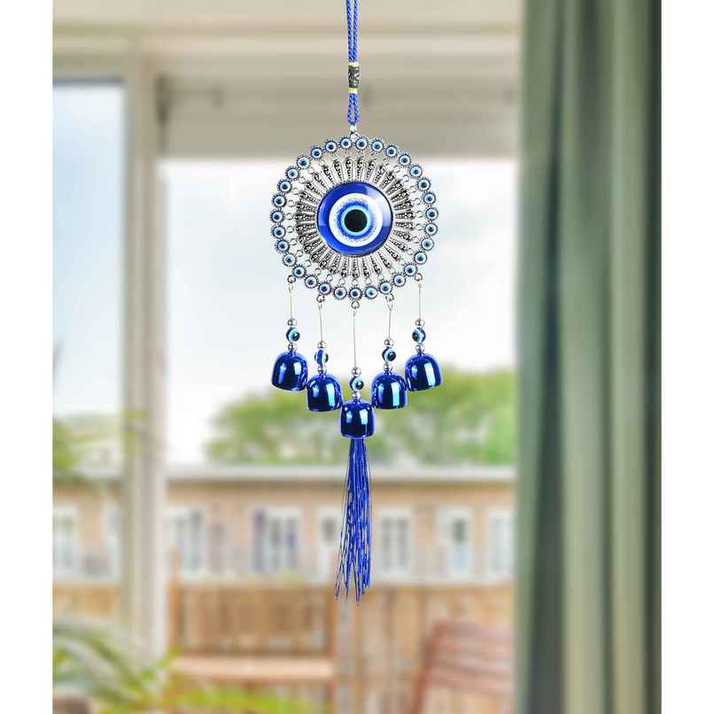 HINDCRAFT 5 Bells Evil Eye Wind Chime Good Luck and Gift for Home and Balcony HINDCRAFT 5 Bells Evil Eye Wind Chime Good Luck and Gift for Home and Balcony