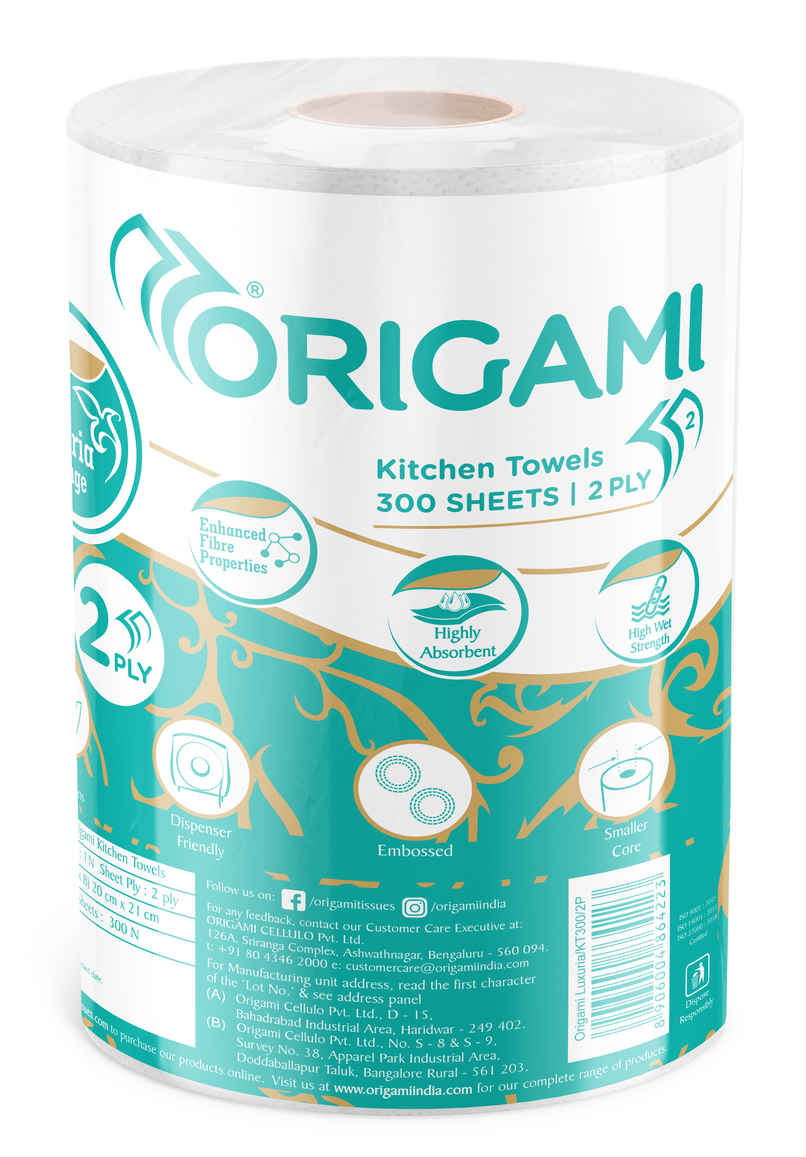 Origami 2Ply Luxuria Kitchen Tissue Roll | 300 Pulls