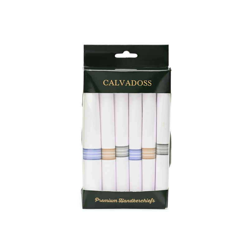 Calvadoss Men's Solid Ultra Premium Handkerchiefs | Cal6H5102Wxc | White