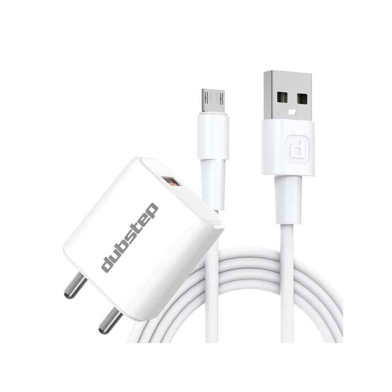 Dubstep Sprint 12W Charger ( Adapter with Cable USB-A To Micro USB, White)