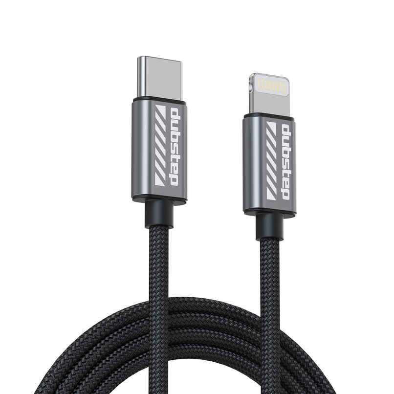 Dubstep Blaze Flash 33W 1.25m Type-C To Type-L Data Fast Charging Nylon Braided Cable with Overheat Protection | 70k Insertion Tested - Grey