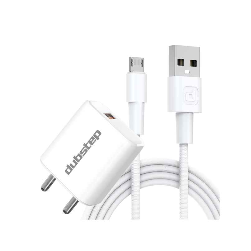 Dubstep Sprint 12W Charger ( Adapter with Cable USB-A To Micro USB, White)