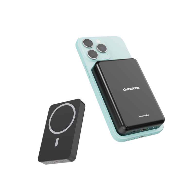 Dubstep Powerblitz X1 10,000 mAh 20W 12W Fast Charging Wired & Wireless Charging Compact Pocket Size Power Bank with Type-C to Type-C Cable - Black 