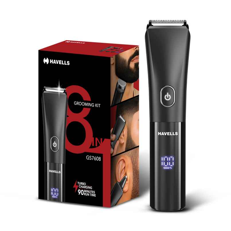Havells 8 in 1 Digital Grooming Kit 2 in 1 Blade Nose Ear Trimmer 6 Combs GS7608